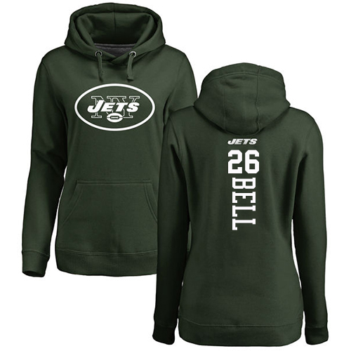 New York Jets Green Women LeVeon Bell Backer NFL Football #26 Pullover Hoodie Sweatshirts